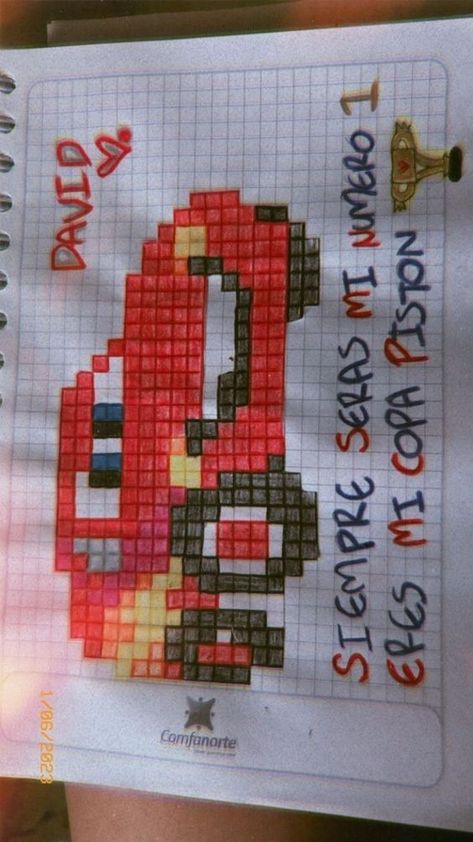 Cute Diy Ideas For Boyfriend, Pixel Art For Boys, Mi Amor Drawing, Car Pixel Art, Disney Pixel Art, Drawing For Boyfriend, Spiderman Pixel Art, Ideas Para Novios, Disney Amor