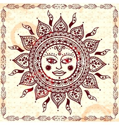 Beautiful indian floral ornament vector by transia on VectorStock® Tattoo Yoga, Indian Sun, Ornate Mandala, Yoga Spirituality, Secret Garden Colouring, Ornament Vector, Sun Painting, Business Poster, Round Pattern