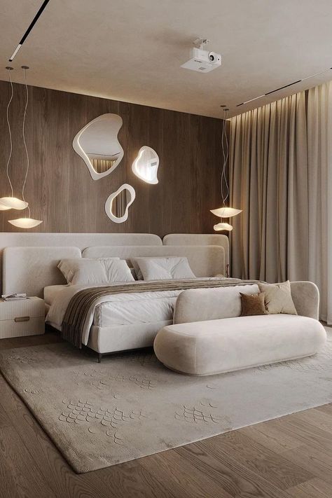 Design your perfect modern bedroom with aesthetic bedroom ideas that showcase contemporary style. Explore a variety of decor themes, from Scandinavian minimalism to industrial chic, to suit your taste Small Bedroom Hacks, Bedroom Design Styles, Bedroom 2024, Neutral Bedroom Decor, Minimal Bedroom, Sophisticated Bedroom, Minimalist Bed, Future Apartment Decor, Scandinavian Minimalism