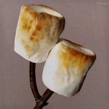 summer happiness is a perfectly toasted marshmallow :P Happy Friday Dance, Marshmallow Pictures, Food Paintings, Still Life Artists, Dairy Desserts, Food Painting, Mediterranean Cuisine, Toasted Marshmallow, Candy Desserts