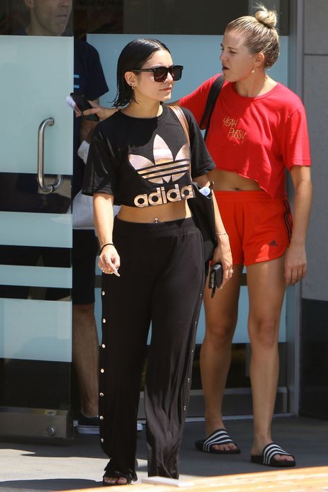 Vanessa Hudgens Style, Soul Cycle, Adidas Adilette, Active Outfits, Vanessa Hudgens, Beverly Hills, Adidas