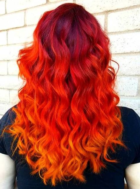 Hair Color Red Ombre, Best Ombre Hair, Red Ombre Hair, Fire Hair, Bright Red Hair, Bright Hair Colors, Red Ombre, Trendy Hair Color, Short Hair Color