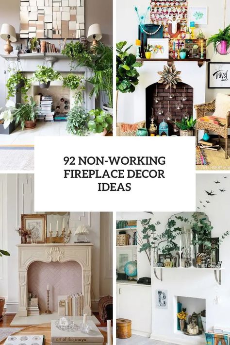 What To Put In A Fireplace Spaces, Fireplace Decor Aesthetic, What To Do With An Unused Fireplace, Inside Of Fireplace Decor, Painted Fireplace Interior, Fireplace Not In Use, Nonworking Fireplace Ideas Decor, Plants In Front Of Fireplace, Non Functional Fireplace Ideas Decor