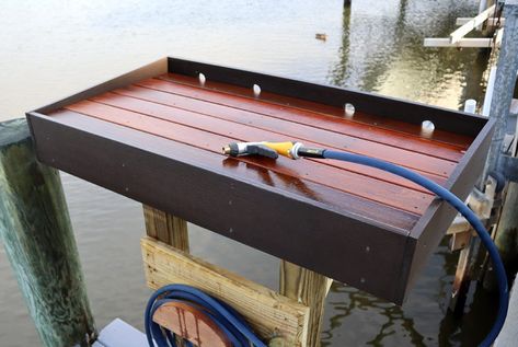 Fish Cleaning Table Diy, Outdoor Fish Cleaning Station, Fish Cleaning Station Ideas, Pond Dock, Dock Ideas, Fishing Table, Fish Cleaning Station, Fish Cleaning Table, Lake Landscaping