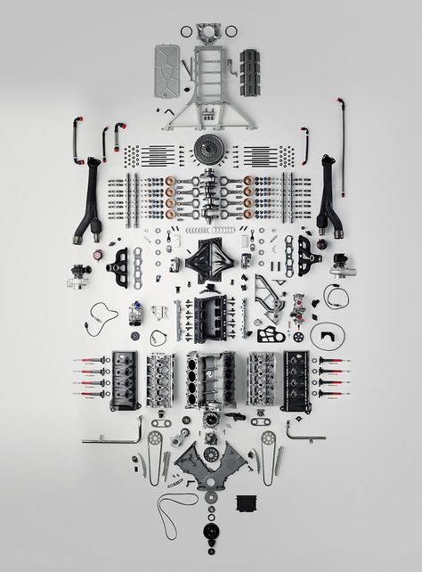 Examples from newly released book for Swedish hypercar manufacturer Koenigsegg. Things Organized Neatly, Wow Photo, Exploded View, Car Prints, Automobile Engineering, Shabby Chic Dresser, Car Projects, Machine Shop, Koenigsegg