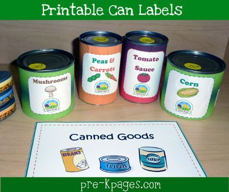 Free #printable can labels for your dramatic play grocery store vis www.pre-kpages.com/dramatic-play-grocery-store/ #preschool #play Dramatic Play Grocery Store, Store Dramatic Play, Grocery Store Dramatic Play, Play Grocery Store, Dramatic Play Themes, Dramatic Play Printables, Dramatic Play Preschool, Dramatic Play Area, Preschool Centers