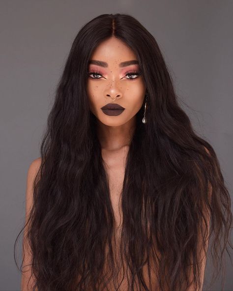 Do you prefer long or short SWIPE 🔛 ? Just added 2 new hair-styles at @temperhair “Min-Ki” & “Mei” 💇🏽‍♀️💆🏽‍♀️ The long one is a lace front… Long Wavy Black Hair, Wavy Black Hair, Nyane Lebajoa, Black Hair Types, Wigs Body Wave, Long Wavy Wig, High Quality Wigs, Colored Wigs, Black Wig