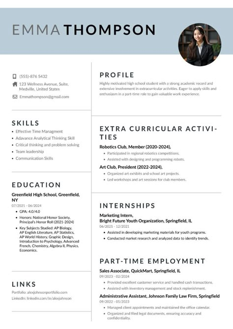 4+ High school resume for a first job| Instaresume Cv Profile Examples, High School Resume Template, First Job Resume, Canva Resume Template, Teen Resume, Writing A Resume, Resume Template Creative, High School Resume, School Resume