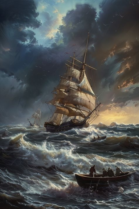 Tall Ships Art, Pirate Ship Art, Ocean Storm, Pirate Boats, Sea Ship, Sea Adventure, Water Sunset, Pirate Ships, Old Sailing Ships