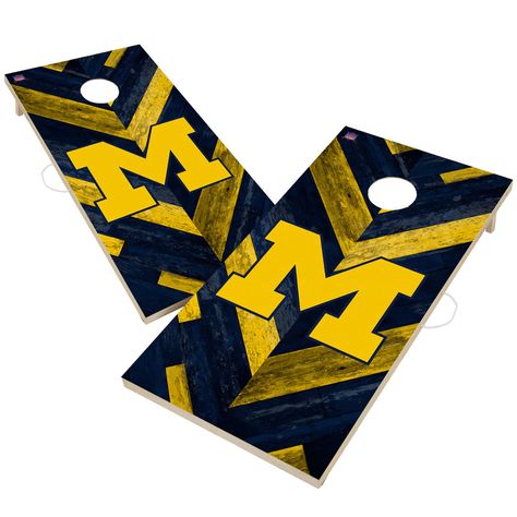 You worked hard all week and have been looking forward to the next big Michigan Wolverines game! Make sure you and your crew are ready for a fun-filled tailgate by grabbing this exciting 2' x 4' Herringbone Design Cornhole Set. The set features 8 cornhole bags and 2 boards with crisp Michigan Wolverines graphics that will add a little friendly competition to your watch party. University Of Michigan Wolverines, Win Free Stuff, Veneer Plywood, Birch Veneer, Cornhole Board, Team Bags, Cornhole Bags, Herringbone Design, Sports Toys