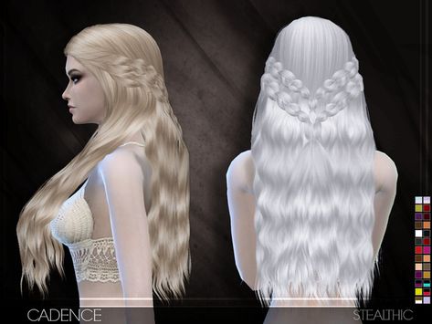 Stealthic - Cadence (Female Hair) Sims4 Mod, Targaryen Hair, Medieval Hairstyles, Mod Hair, Sims 4 Anime, Sims 4 Cc Makeup, Sims 4 Cc Folder, Sims 4 Teen, Sims 4 Dresses