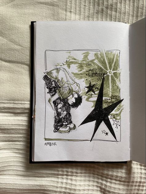 #aesthetic #matcha #green #star #starboy #sketchbook Starboy Sketch, Sketchbook Aesthetic Cover, Star Drawing Aesthetic, Sketchbook Cover Ideas Aesthetic, Sketchbook Pages Aesthetic, Paint Notebook, Green Sketchbook, Aesthetic Matcha, Sketchbook Cover