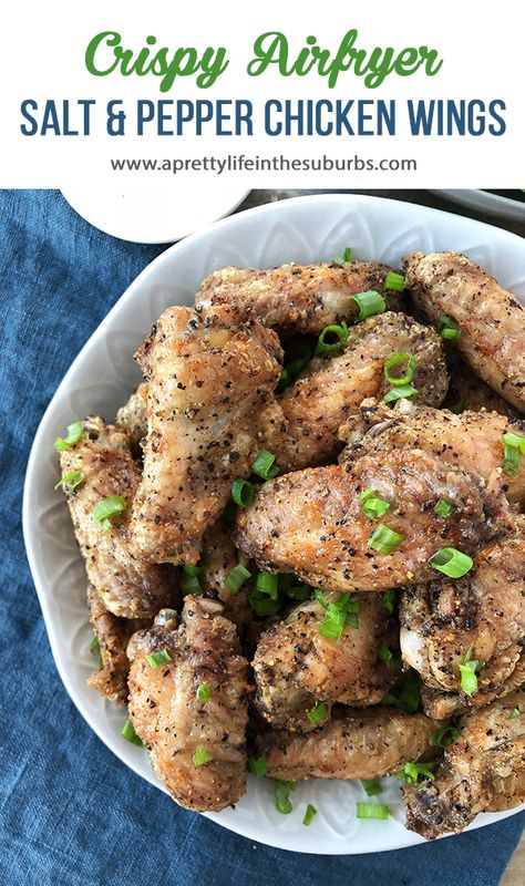 This recipe for Salt and Pepper Chicken Wings is made with the Philips Actifryer, and makes the most crispy and delicious chicken wings, and in just minutes! Perfect for game day parties! Air Fryer Salt And Pepper Chicken Wings, Airfryer Wings Chicken, Salt And Pepper Air Fryer Wings, Air Fryer Salt And Pepper Wings, Airfryer Chicken Wings, Salt And Pepper Wings, Salt And Pepper Chicken Wings, Airfry Recipes, Air Fryer Recipes Chicken Wings