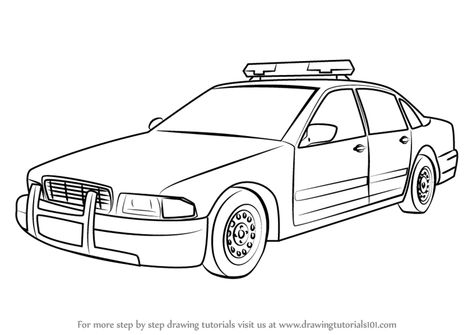 Learn How to Draw a Police Car (Police) Step by Step : Drawing Tutorials Police Car Drawing, Kids Police Car, Car Drawing Easy, Preppy Car Accessories, Best Cars For Teens, Cars Drawing, Just Married Car, Car For Teens, Drawing Instructions