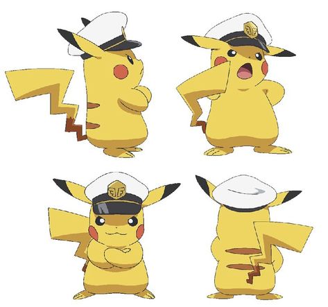 Captain Pikachu from the new anime series Pikachu Cap, Pikachu Drawing, Pokemon W, Pokemon Sketch, Pokemon Moon, All Anime Characters, New Anime, Cute Hamsters, My Pokemon