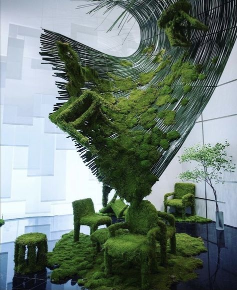 Nature Civilization, Window Display Retail, Speculative Design, Selfie Wall, Living Room Tv Unit Designs, Creative Flower Arrangements, Moss Art, Garden Show, Sculpture Installation