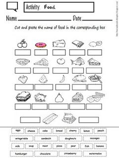 Mi cuadernillo de inglés: The food and the fruit / La comida y la fruta Hygiene Lessons, Verbs List, Slp Activities, Teaching English Grammar, Language Worksheets, Site Words, Kids English, Counseling Activities, Kids Class