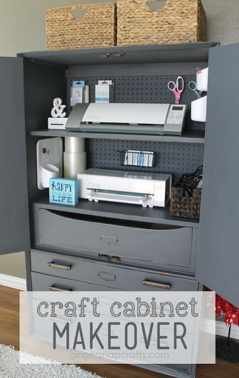 Diy Craft Cabinet, Crafting Cabinet, Craft Organizer Cabinet, Craft Cabinets, Michaels Crafts, Craft Armoire, Scrapbook Rooms, Craft Storage Cabinets, Craft Storage Solutions