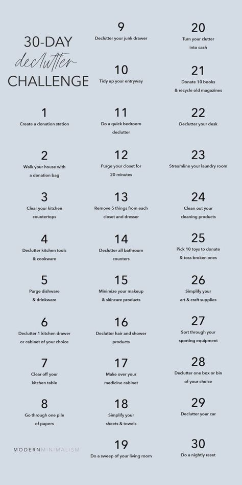 30-Day Declutter Challenge Decluttering Ideas Minimalism, Minimalism Tips, Minimalist Challenge, Minimalism Challenge, 30 Day Ab Challenge, Decluttering Inspiration, Declutter Challenge, Declutter Home, 30 Day Abs