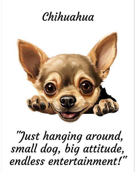 Chihuahua Poster - Personalize With Your Pets Name - Amusing Quote - Premium Matte Paper Poster with Hanger https://doggieslounge.etsy.com/listing/1723055519 #dogportrait #dogpainting #dogpictures #giftsfordoglovers #dogart #doggiftsforowners #dogownergift #customdoggifts #CustomDogGift #chihuahua Chewawawa Dog, Chihuahua Quotes, Memory Quotes, Custom Dog Gifts, In Loving Memory Quotes, Chihuahua Mom, Dog Information, Cute Chihuahua, Weenie Dogs