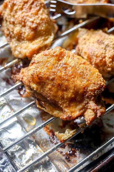 Looking for the secret to perfectly crispy baked chicken thighs? 🐔✨ Discover tips, tricks, and delicious side dish ideas to elevate your next meal! 🌟🍽️ Whether you're cooking for family or friends, this guide will help you achieve that irresistible crispy skin and juicy meat every time. Click to learn more and bring restaurant-quality chicken to your home kitchen! #CrispyChicken #BakedChickenThighs #DinnerIdeas #HomeCooking #Foodie Chicken Thigh Recipes Baked Crispy, Chicken Thigh Recipes Crispy Skin, Crispy Oven Chicken Thighs, Crispy Chicken Thighs In Oven, Crispy Skin Chicken, Breaded Chicken Thighs, Chicken Thighs Baked, Cooking For Family, Crispy Chicken Skin