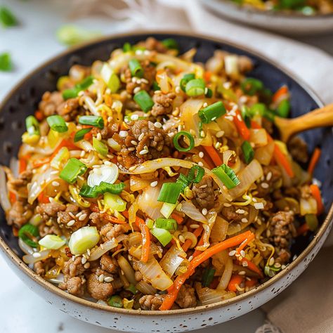 Asian Ground Beef, Paleo Stir Fry, Beef And Cabbage Stir Fry, Ground Beef Cabbage, Ground Beef Stir Fry, Rice Cauliflower, Ground Beef And Cabbage, Ground Beef Rice, Beef Stir Fry Recipes