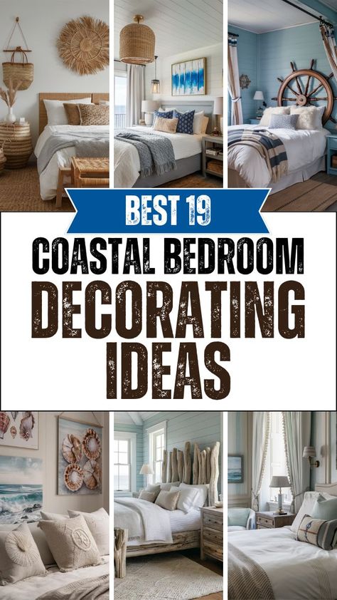 Dreaming of a bedroom that captures the essence of a seaside escape? Coastal decor brings the relaxing ambiance of the beach into your home, creating a serene and inviting retreat. With its soft color palettes, natural textures, and nautical accents, a coastal bedroom feels like a breath of fresh sea air.nnWhether you’re looking to completely transform your space or just add a few beachy touches, these 19 coastal bedroom decorating ideas will help you create a room that radiates calm and tranquility. From weathered wood furniture to ocean-inspired accents, discover how to infuse your bedroom with the charm and relaxation of the coast. Dive in and let the soothing waves of coastal style wash over you. Bedroom Coastal Style, Ocean Decor Bedroom, Weathered Wood Furniture, Beachy Furniture, Earthy Living Room, Nautical Bedroom, Coastal Style Decorating, Coastal Bedroom Decorating, Bedroom Decorating Ideas