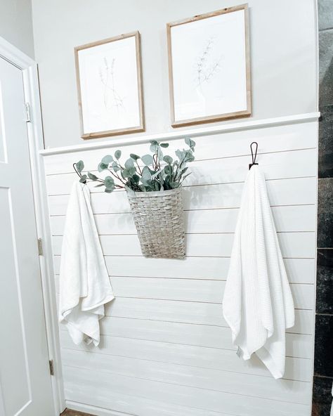 Shiplap Half Bathroom, Horizontal Shiplap Bathroom, Small Bathroom Shiplap Walls Farmhouse, Small Half Bath Shiplap Wall, Shiplap Wall Behind Bathtub, Vertical Shiplap Chair Rail Bathroom, Half Bath Vertical Shiplap, Bathroom With Shiplap, Nickle Gap Shiplap Wall Bathroom