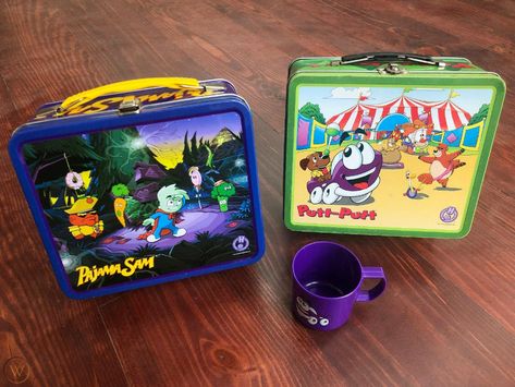 Pajama Sam Putt-Putt, 1999 Tin Lunch Box Lot, Humongous Entertainment | #3925783841 Humongous Entertainment, The Lunch Box Movie, Sam From Sam And Cat, Tin Lunch Boxes, Doll Museum, Putt Putt, Collector Dolls, Toy Chest, Tin