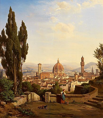 Florence Painting, Catholic Architecture, Florence Art, Italian Aesthetic, Victorian Paintings, Italian Landscape, Historical Painting, Italy Tours, Italy Aesthetic