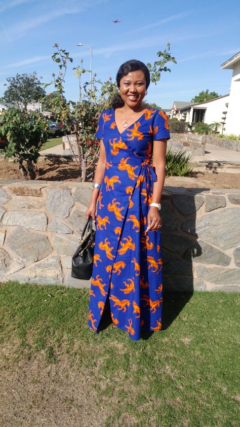 Ankara wrap dress Rap Dress Style Ankara, Kitenge Wrap Dress, Rap Dress Style, Ankara Wrap Gown Styles, Ankara Wrap Gown, Ankara Wrap Dress Styles, Ankara Wrap Dress, Chitenge Dresses, Wax Print Dress