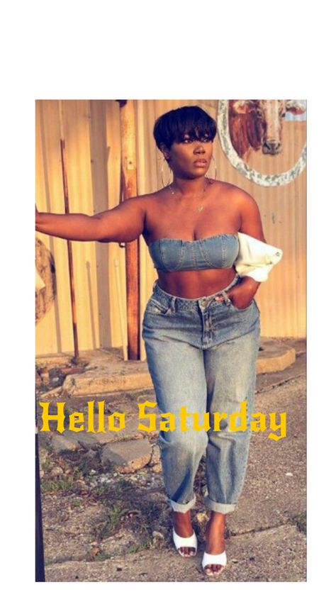 Denim On Denim Outfit Black Women Summer, Burna Boy Concert Outfit Ideas, Denim Jeans Outfit Black Women, Denim And White Outfits Black Women, Summer Brunch Outfit Black Women, Cookout Outfits Black Women, Denim On Denim Outfit Black Women, Black Festival Outfit, Looks Jeans