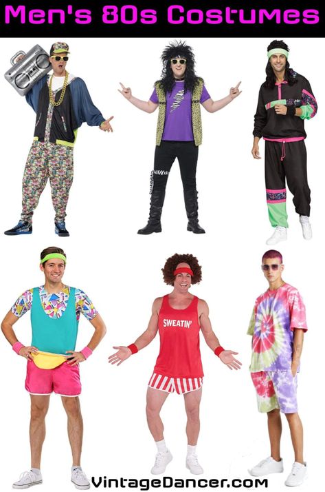 80s men's costumes 80s guys costumes 80s boys costume ideas at VintageDancer 80s Guys Outfits Party, 80s Dress Up For Boys, Men 80s Outfit Party, 70s Dress Up Day At School For Boys, 80’s Outfit For Men, 80s Party Outfits 1980s Style Retro, 80s Party Costumes For Men, 80s Themed Outfits Men, Dress Up 80s Costume Ideas