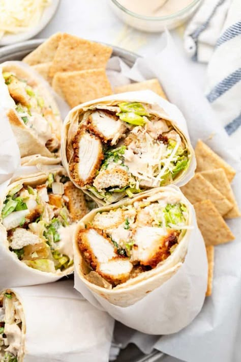 Chicken Caesar Wrap Recipe, Whole Recipes, Erin Lives Whole, Caesar Wrap, Chicken Caesar Wrap, Salad Wrap, Wrap Recipe, Chicken Caesar, Chicken Caesar Salad