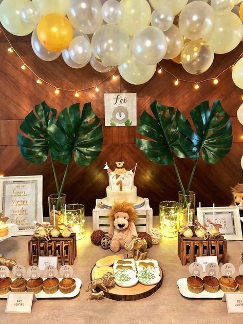 Little Lion Birthday Party on Kara's Party Ideas | KarasPartyIdeas.com (6) Lion King Birthday Party Ideas, Lion Birthday Party, Lion Party, Lion Baby Shower, Jungle Safari Baby, Jungle Safari Baby Shower, Jungle Thema, Wild Birthday Party, Lion King Baby Shower