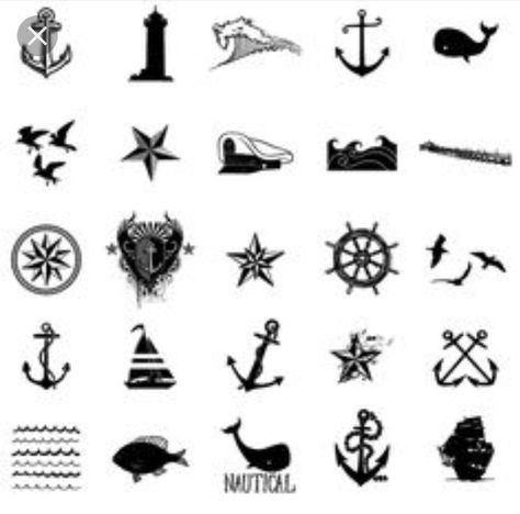 Tattoo Main, Anchor Tattoos, Muster Tattoos, Nautical Tattoo, Ship Wheel, Waves Tattoo, Stock Art, Tattoo Set, Pattern Tattoo