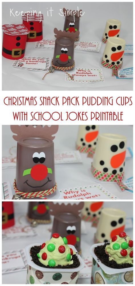 Fun Christmas Treat- Christmas Snack Pack pudding cups with Christmas jokes printable AD #SnackPackMixIns @walmarthub Christmas School Treats, Snack Pack Pudding, School Christmas Party, Christmas Snack, Snack Pack, Classroom Treats, Pudding Cups, Christmas Jokes, School Jokes