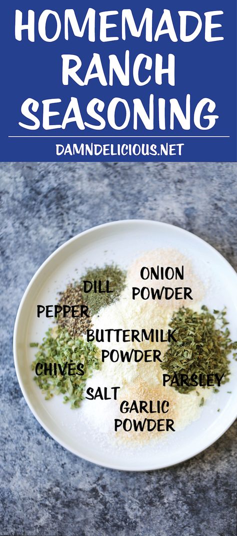 DIY Homemade Ranch Seasoning Mix - You can skip the store-bought seasoning packets. This homemade version takes 5 min using ingredients you already have! Ranch Seasoning Recipes, Homemade Ranch Seasoning, Ranch Seasoning Mix, Homemade Ranch, Homemade Spices, Homemade Seasonings, Ranch Seasoning, Seasoning Blend, Spices And Seasonings