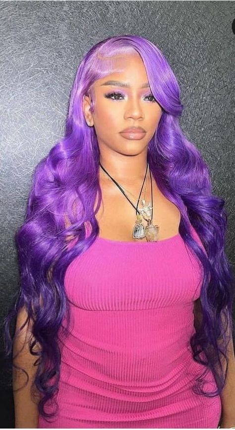 Purple hair is a bold and vibrant choice! Whether you're thinking of dyeing your hair purple or just curious about the trend, it's a color that can range from subtle lavender to deep eggplant, and it looks great on a variety of skin tones. Would you like tips on dyeing your hair purple or just want to chat about the color? Link is 👇👇👇👇 https://s.click.aliexpress.com/e/_Dn4YSrB Lavender Hair Colors, Aliexpress Hair, Purple Wig, Lavender Hair, Slick Hairstyles, Hair Inspiration Color, Wigs For Black Women, Hair Wig, A Color