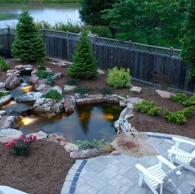 Pool And Pond Backyard, Waterfall Ponds Backyard, Coy Pond Ideas Backyards, Koi Fish Pond Backyard, Backyard Koi Pond Ideas, Diy Backyard Pond, Backyard Koi Pond, Fish Ponds Backyard, Backyard Stream