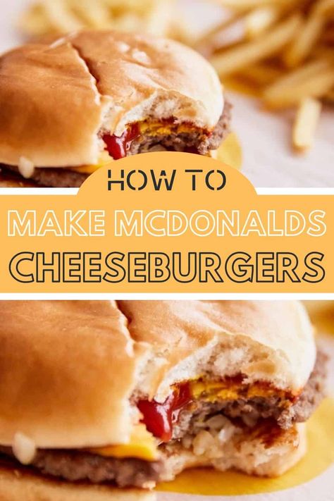 Mcdonald's Cheeseburger, Cheeseburger Mcdonalds, Mcdonalds Copycat Recipes, Healthy Mcdonalds, Burger Patty Recipe, Mcdonalds Recipes, Hamburger Recipes Patty, Quarter Pounder, Cheddar Burger