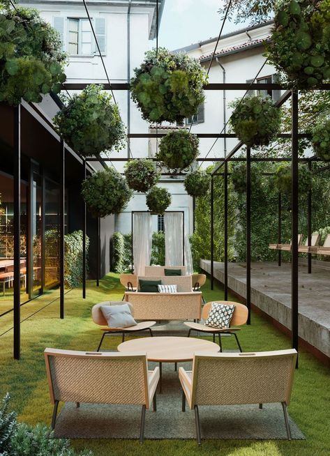 Design Therapy, Apartment Balcony Garden, Outdoor Cafe, Garden Cafe, Coffee Shop Design, Outdoor Restaurant, Cafe Interior Design, Design Hotel, Design Del Prodotto