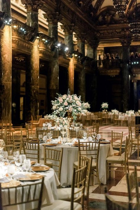 Romantic Carnegie Museum Wedding in Pink & White. For more elegant wedding ideas, visit burghbrides.com! Museum Wedding Decor, Carnegie Museum Wedding, Florist Brand, Pittsburgh Wedding Venues, Elegant Wedding Ideas, Feminine Color Palette, Low Centerpieces, Hypericum Berries, Sparkler Exit