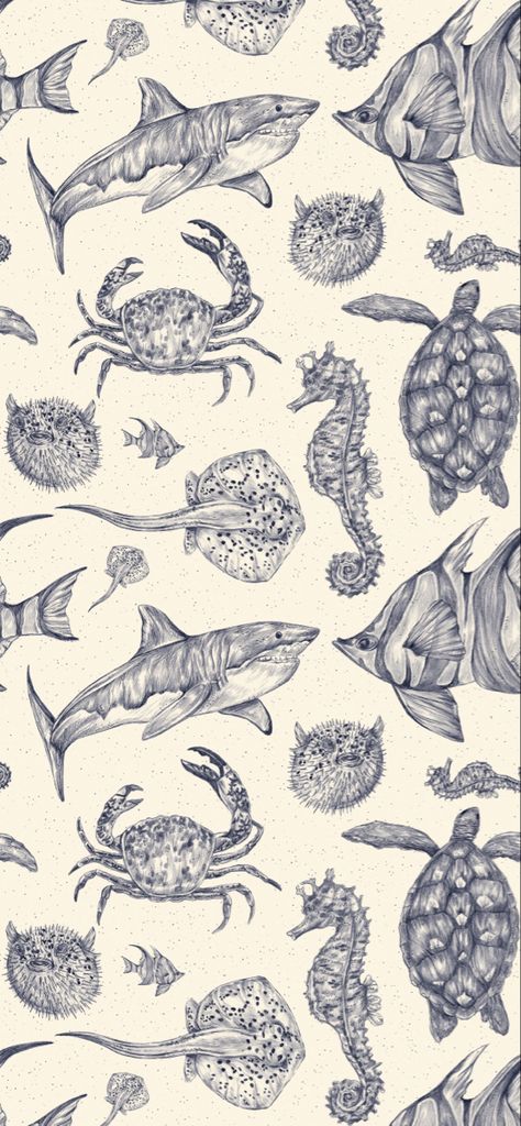 Shark Wallpaper Iphone, Shark Background, Sea Life Wallpaper, Sea Shark, Shark Fish, Shark Pictures, Patterned Wallpaper, Semi Realism, Phone Wallpaper Boho