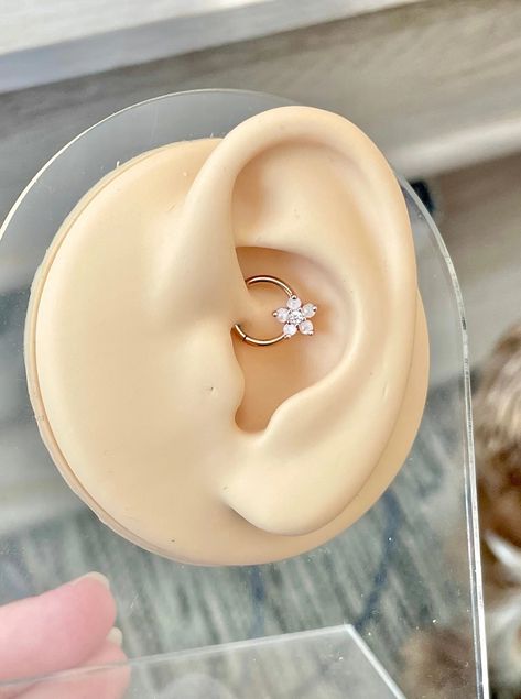 Daith Piercing Jewelry Impuria Ear Piercing Jewelry, Daith Gold Piercing, Flower Daith Piercing, Gold Daith Jewelry, Daith Ear Piercing, Daith Ring, Piercing Daith, Daith Rings, Daith Piercing Jewelry