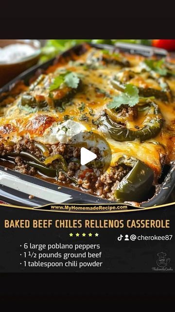 Cherokee Venita on Instagram: "Baked Beef Chiles Rellenos Casserole
Ingredients
6 large poblano peppers, halved and seeded
1 ½ pounds ground beef, or to taste
1 tablespoon chili powder
2 cloves garlic, minced
1 teaspoon ground cumin
1 teaspoon dried oregano
¼ teaspoon ground cayenne pepper
¼ teaspoon ground paprika
¼ teaspoon ground dried chipotle pepper
salt and ground black pepper to taste
1 large onion, chopped
2 (14.5 ounce) cans diced tomatoes with green chile peppers
cooking spray
3 cups shredded Mexican cheese blend, or to taste
Directions
Set the oven rack about 6 inches from the heat source and preheat the oven's broiler. Line a baking sheet with aluminum foil. Place poblano peppers cut-side down onto the prepared baking sheet.

Cook under the preheated broiler until poblano peppe Baked Beef Chili Relleno Casserole, Beef Chili Relleno Casserole, Chiles Rellenos Casserole, Chili Relleno Casserole, Chile Relleno Casserole, Relleno Casserole, Chili Relleno, Chile Peppers, Oven Rack