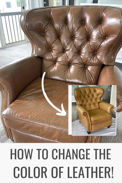 Change the color of a leather chair Paint Leather Chair, Watery Paint Color, Sherwin Williams Watery, Watery Sherwin Williams, How To Dye Leather, Jennifer Decorates, Leather Chair Makeover, Blue Green Paint, Furniture Remodel