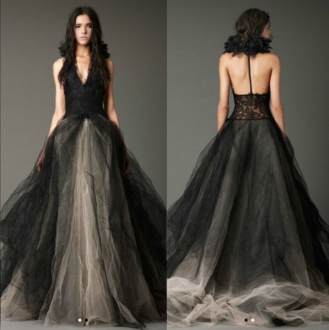 Vera Wang Josephine wedding dress. So perfect. Halter Ball Gown, Vera Wang Wedding Gowns, Vera Wang Bridal, Black Tulle Dress, Black Wedding Gowns, Vera Wang Wedding, Wedding Dresses Vera Wang, Vera Wang Dress, Rock Chick