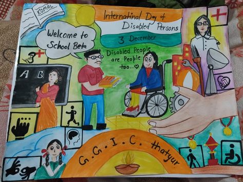 International day to disabled persons Day❤️ World Disabled Day Poster, Disabilities Poster, Cartoons Krishna, Dog Breeds Pictures, Welcome To School, Ship Poster, World Days, Disabled People, International Day