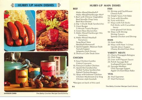 1971 Betty Crocker Recipe Cards, Betty Crocker Recipe Card Library, Betty Crocker Recipe Cards, Box Recipes, Betty Crocker Recipes, Chinese Vegetables, Rice Dinner, Cheese Puffs, Chop Suey